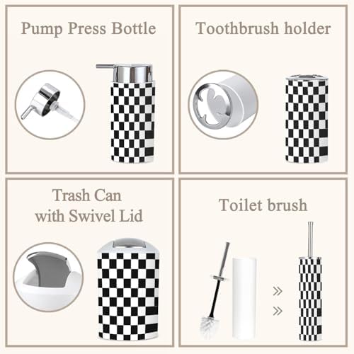 6 Piece Bathroom Accessories Set Modern Boho Design