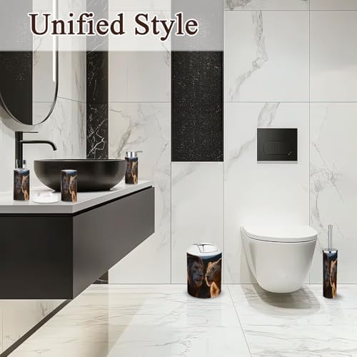 6-Piece Bathroom Accessories Set with Majestic Lions