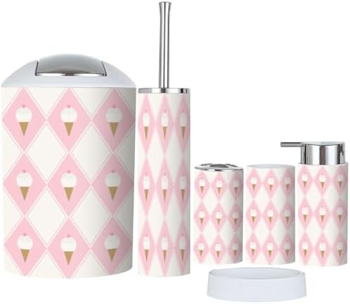 6 Pcs Bathroom Accessories Set with Ice Cream Cone Design