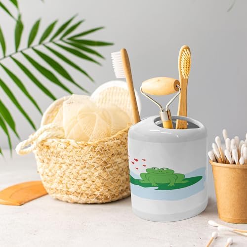 Ambesonne Love Soap Toothbrush Set - Frogs on Lake 2 Pcs