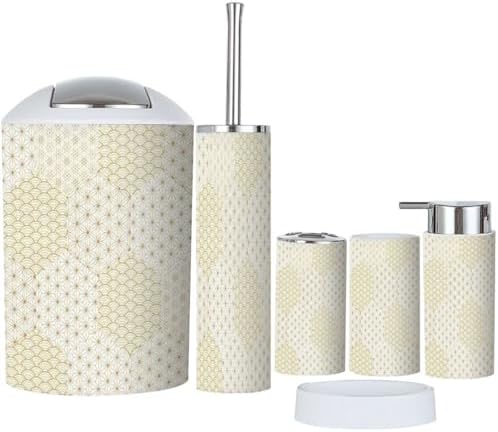 Japanese Style 6 Pcs Bathroom Accessories Set in Gold