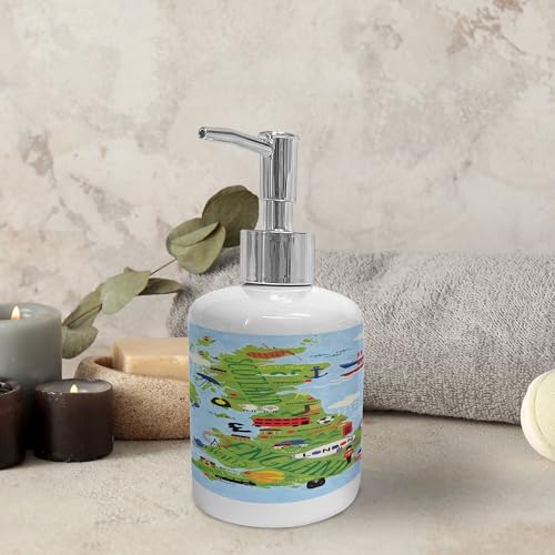 Ambesonne Cartoon Soap Toothbrush Holder Set 2 Pcs Apple Green and Pale Blue