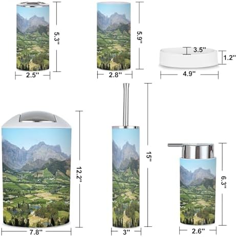 6 Piece Bathroom Accessories Set with Boho Decor 1