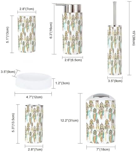 Bathroom Accessories Set 6 Pcs White Dream Catchers Toothbrush Holder
