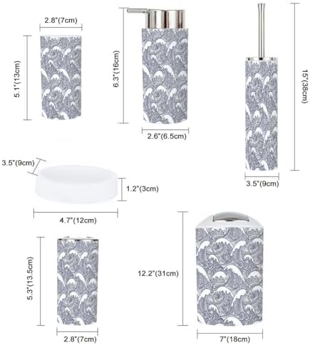 Bathroom Accessories Set 6 Pcs Durable Modern Storage