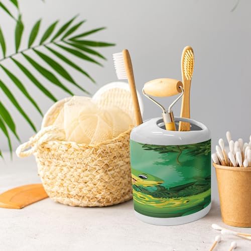 Ambesonne Moss Green Soap Dispenser Toothbrush Holder Set