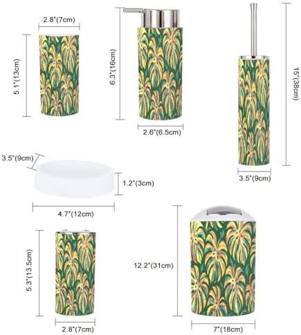 Boho Flower Leaf Bathroom Accessory Set 6 Piece