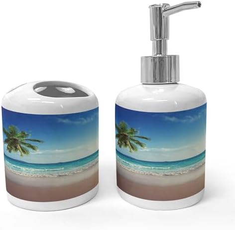 Ambesonne Seashore Soap Toothbrush Holder Set 2 Pcs Ceramic
