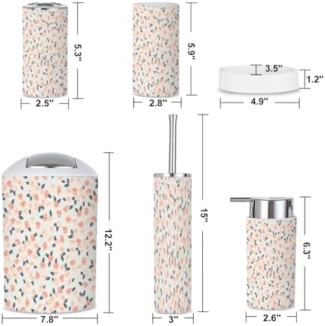 6-Piece Boho Bathroom Accessories Set with Floral Design