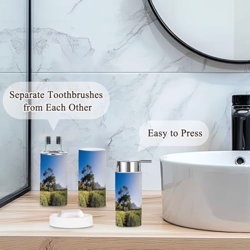 6 Piece Farmhouse Bathroom Accessories Set with Lavender Fields Design