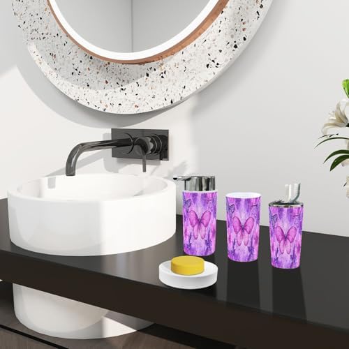 Boho Purple Bathroom Accessory Set 6 Piece 1