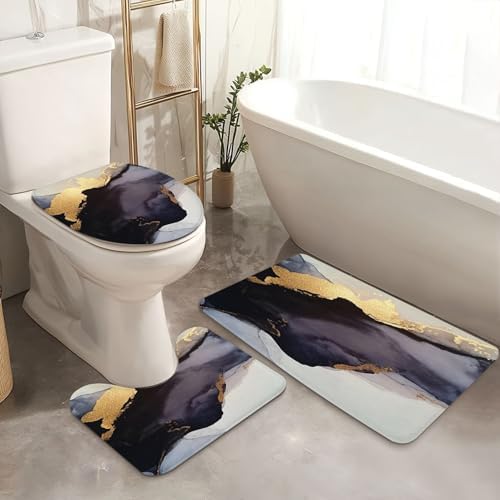 4-Piece Shower Curtain Set with Non-Slip Mats and Rugs