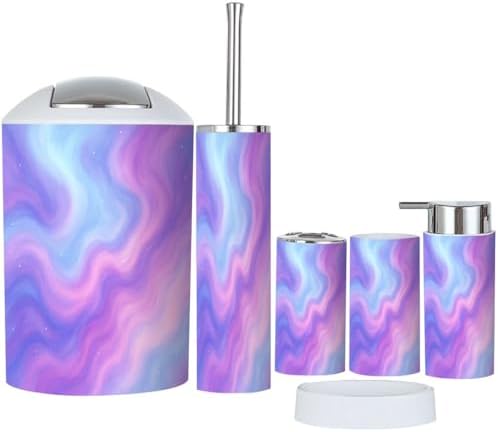 Boho Soft Pastel Bathroom Accessory Set 6 Piece