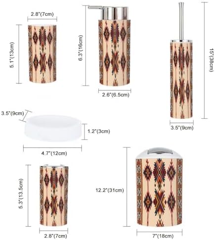 Boho Navajo Tribal Bathroom Accessory Set 6 Piece