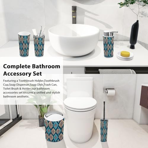 Boho Bathroom Accessory Set 6 Piece Modern Design