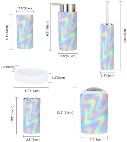 Boho Dreamy Rainbow Bathroom Accessory Set of 6