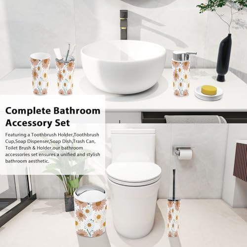 Boho Bathroom Accessory Set 6 Piece Chamomile Design