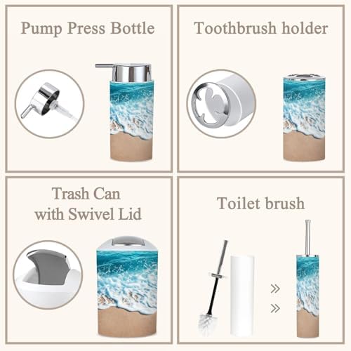 6-Piece Bathroom Accessories Set with Soft Wave Design
