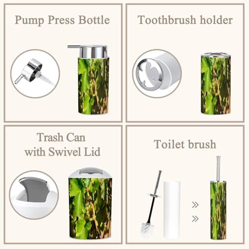 6 Piece Bathroom Accessories Set in Ripe White Grapes