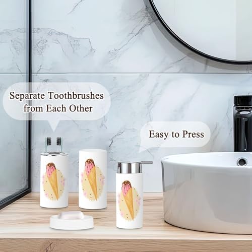Modern 6-Piece Bathroom Accessories Set with Ice Cream Cone Design