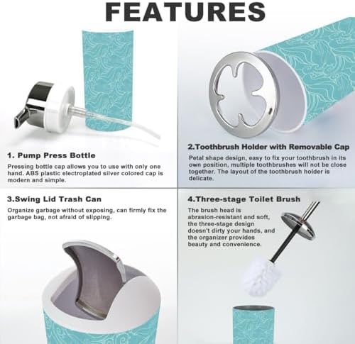 Sea Waves Bathroom Accessories Set 6 Pcs 1