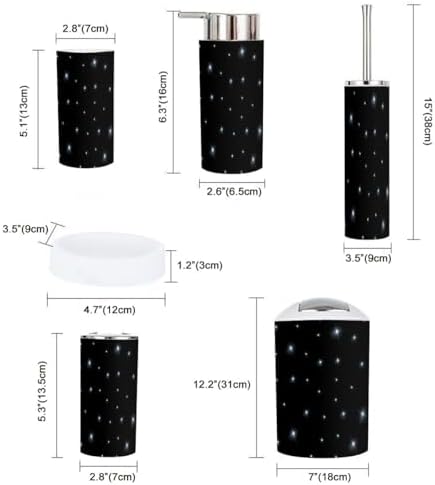 JBNJANKDAV 6 Pc Bathroom Accessories Set with Stars Galaxies Design