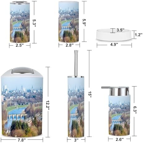 6 Piece Bathroom Accessories Set with Aberdeen Scotland Landscape