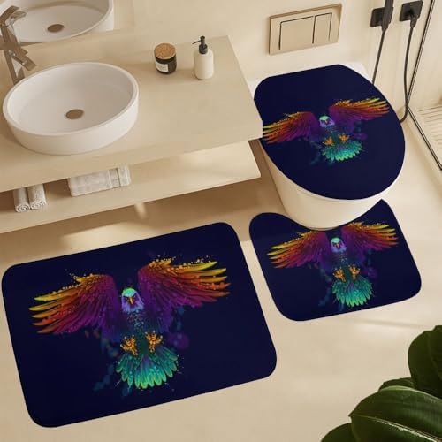 Kuizee 4 Piece Shower Curtain Set with Rugs 72x72 Inch