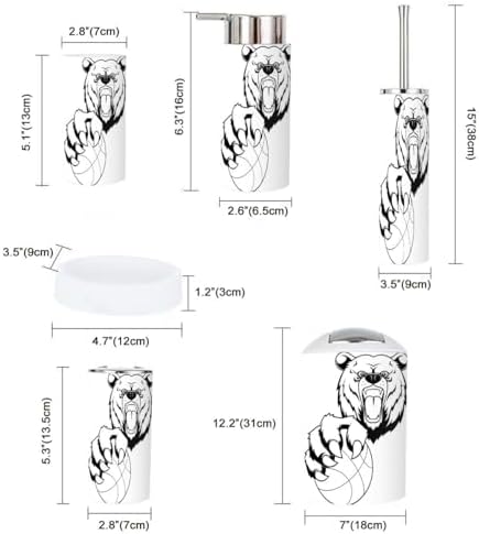 Angry Bear Bathroom Accessories Set 6 Pcs