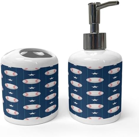 Ambesonne Sports Soap Dispenser and Toothbrush Holder Set 1