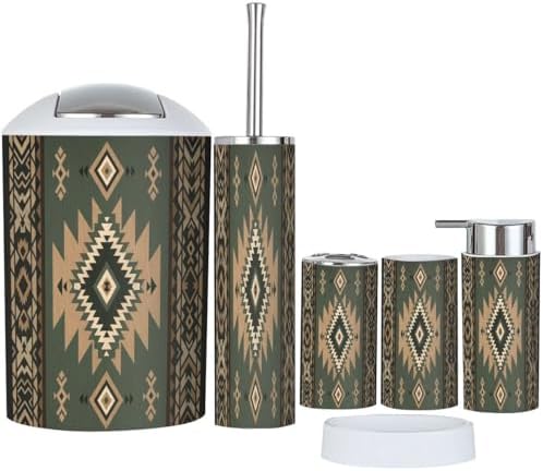 Boho Navajo Bathroom Accessory Set 6 Piece 1