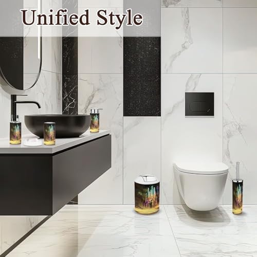 6 Piece Bathroom Accessories Set with Saguaro Cactus Stained Glass Design