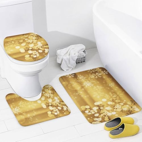 Kuizee 4 Piece Shower Curtain Set with Rugs and 12 Hooks