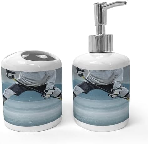 Ambesonne Sports Soap Dispenser and Toothbrush Holder Set