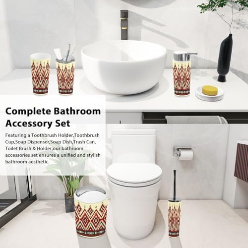 Boho Bathroom Accessory Set 6 Piece Native American Design