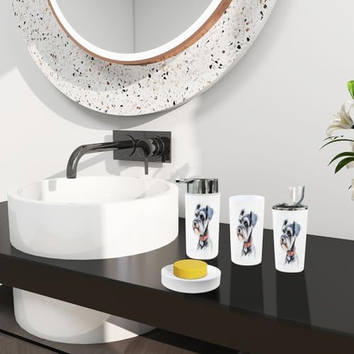 Boho Schnauzer Dog Bathroom Accessory Set 6 Piece 1