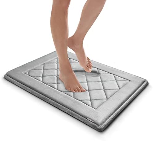 MICRODRY SoftLux Diamond Embroidered Bath Mat 17x24 Silver