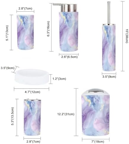 Boho Blue Glitter Bathroom Accessory Set 6 Piece 1