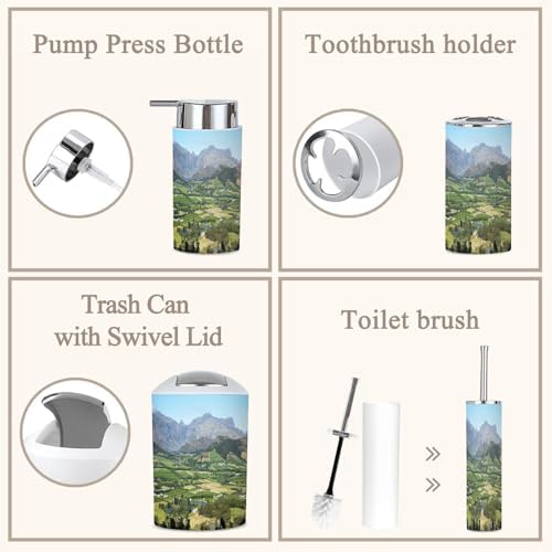 6 Piece Bathroom Accessories Set with Boho Decor 1
