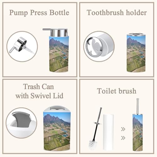 6 Piece Boho Bathroom Accessories Set with Vineyards View