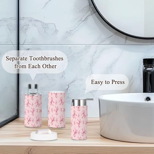 6 Piece Bathroom Accessories Set with Bows Dots