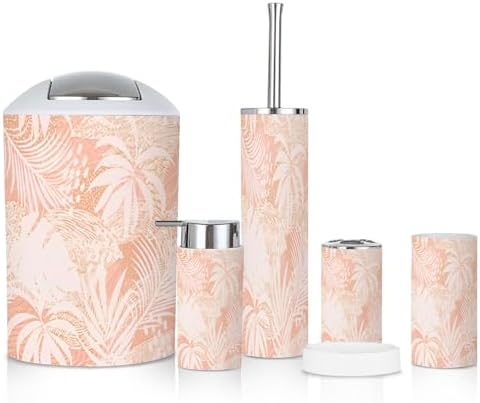 6-Piece Tropical Leaves Bathroom Accessories Set