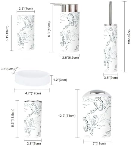 Bathroom Accessories Set 6 Pcs Owl Design