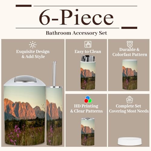 Cosmos Flowers Bathroom Accessories Set 6 Piece
