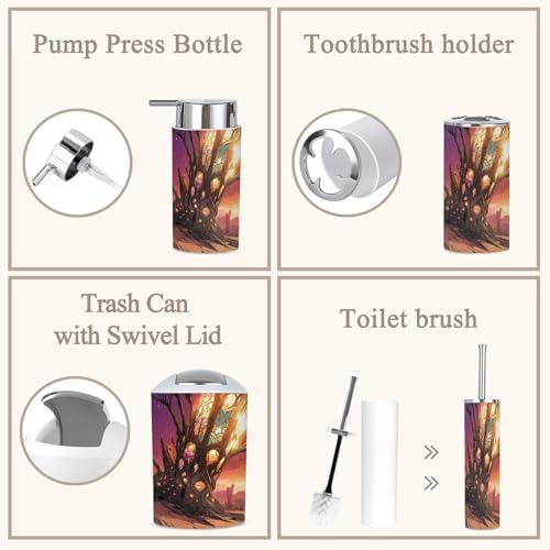 6 Piece Abstract Desert Bathroom Accessories Set