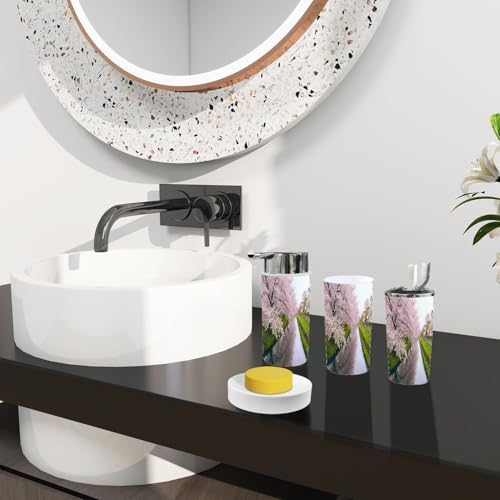 Boho Cherry Blossom Bathroom Accessory Set 6 Piece
