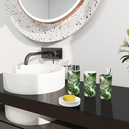 Boho Tropical Bathroom Accessory Set 6 Piece 1