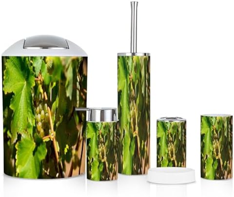6 Piece Bathroom Accessories Set in Ripe White Grapes