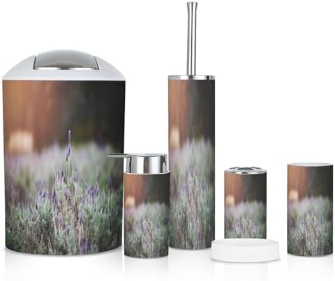 6 Piece Lavender Sunset Bathroom Accessories Set