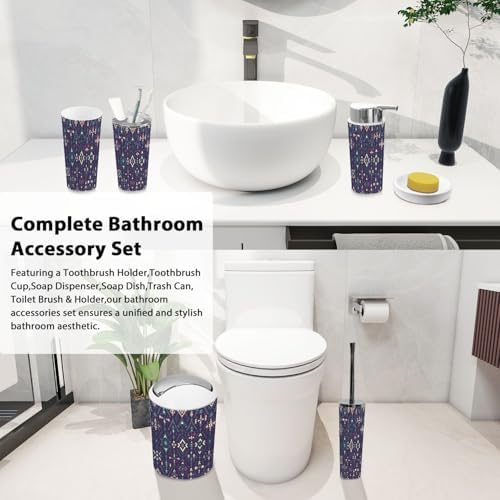 Boho Geometric Bathroom Accessories Set of 6